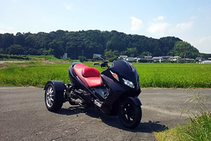 初めて購入したスカイウェイブトライク。スズキの250ccスクーター・スカイウェイブをトライク専門店で改造したもの